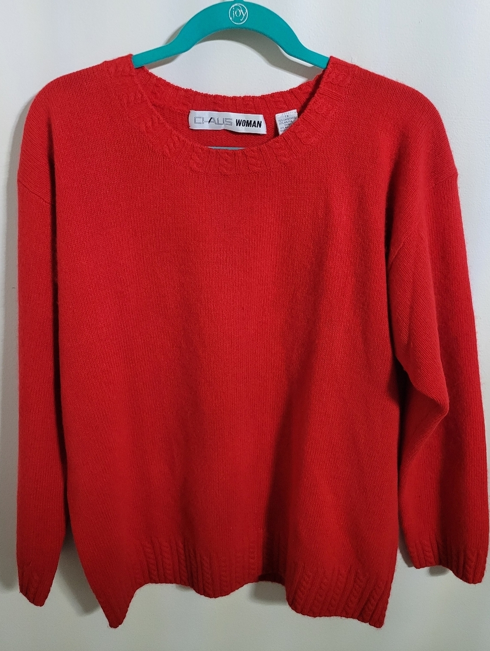 Chaus Woman Red Knit Crewneck Sweater, Size 1X